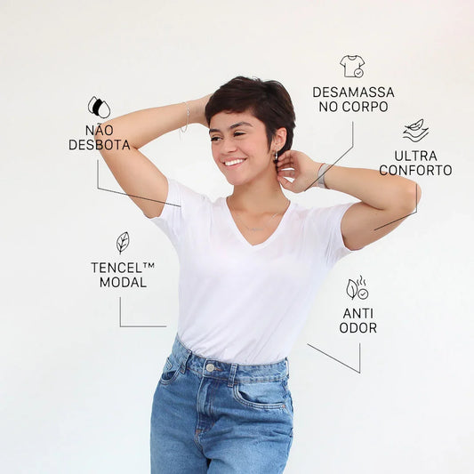 T-Shirt Tecnológica Feminina Decote V! - Minha loja